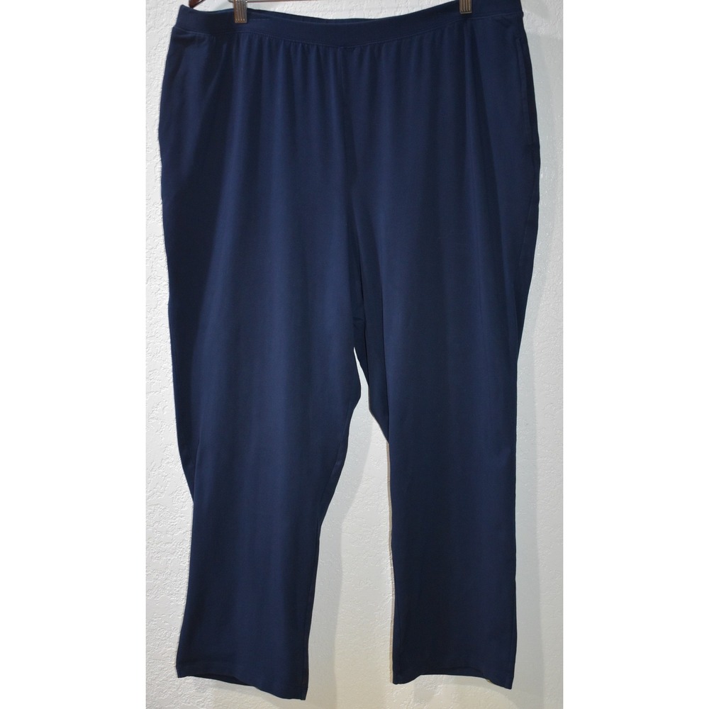 Catherines Suprema Collection Pants 1XWP Navy Blue Cotton Stretch Knit 18/20WP